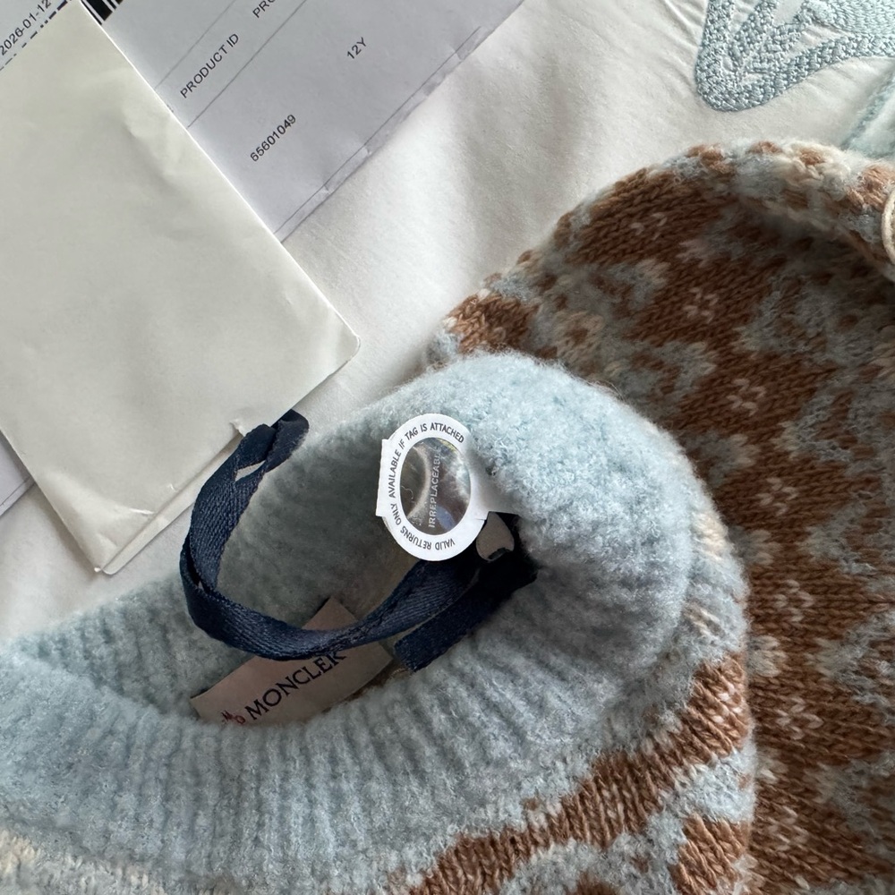 Moncler Beige and Gray Knit Sweater